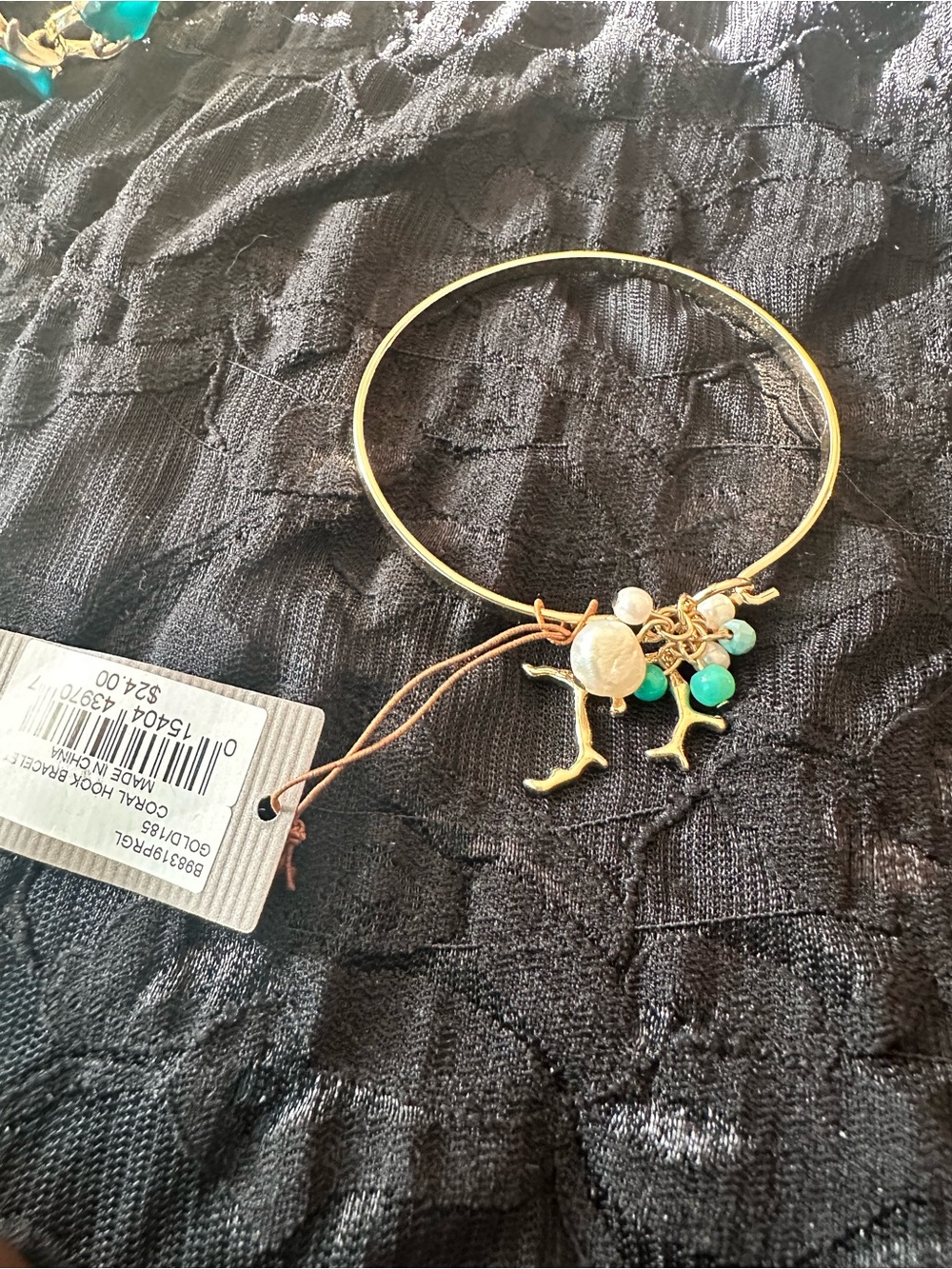 Tommy Bahama Gold Bangle with Turquoise and Pearl Charms